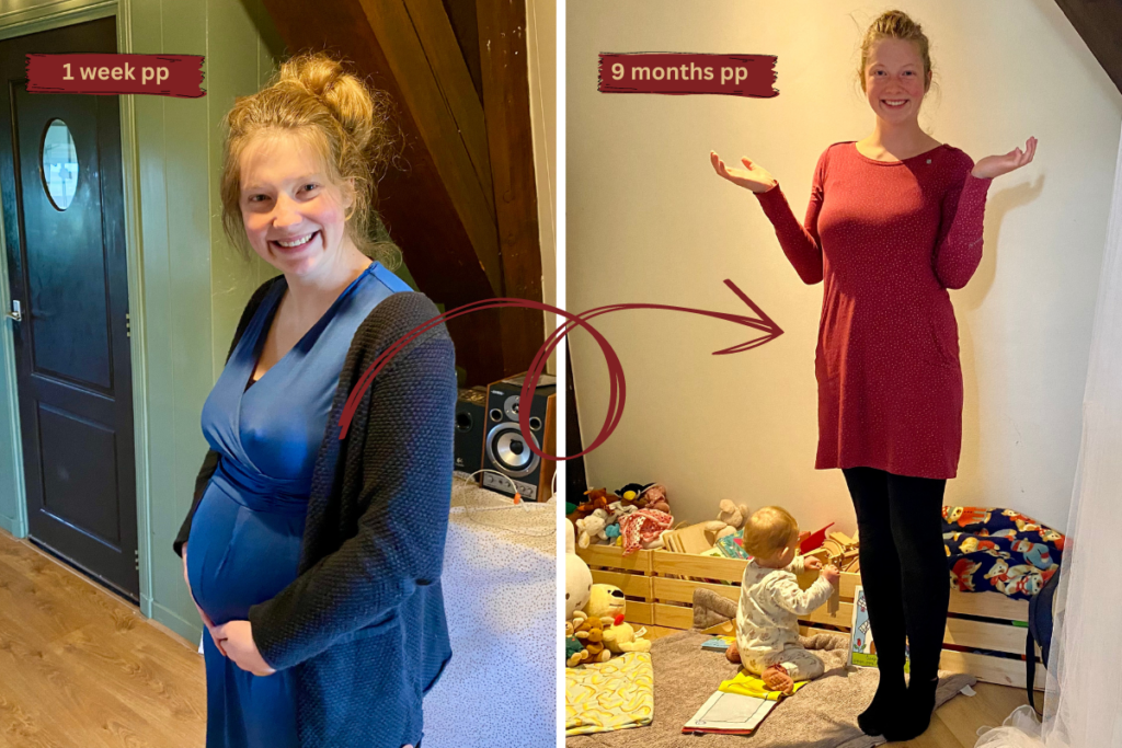 women 1 week and 9 months postpartum 