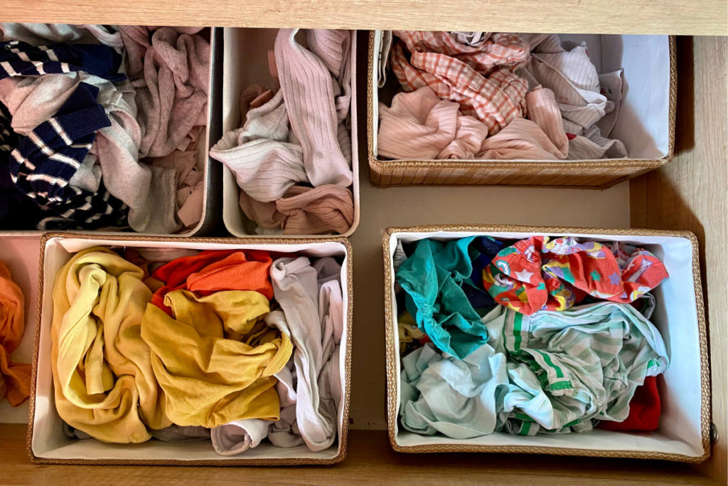 baby clothes in organizers